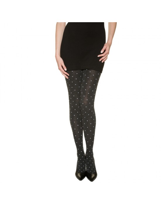 法國DIM-MADAME「法式女伶-甜蜜舒適」系列俏皮點點厚棉褲襪-01K6 黑白